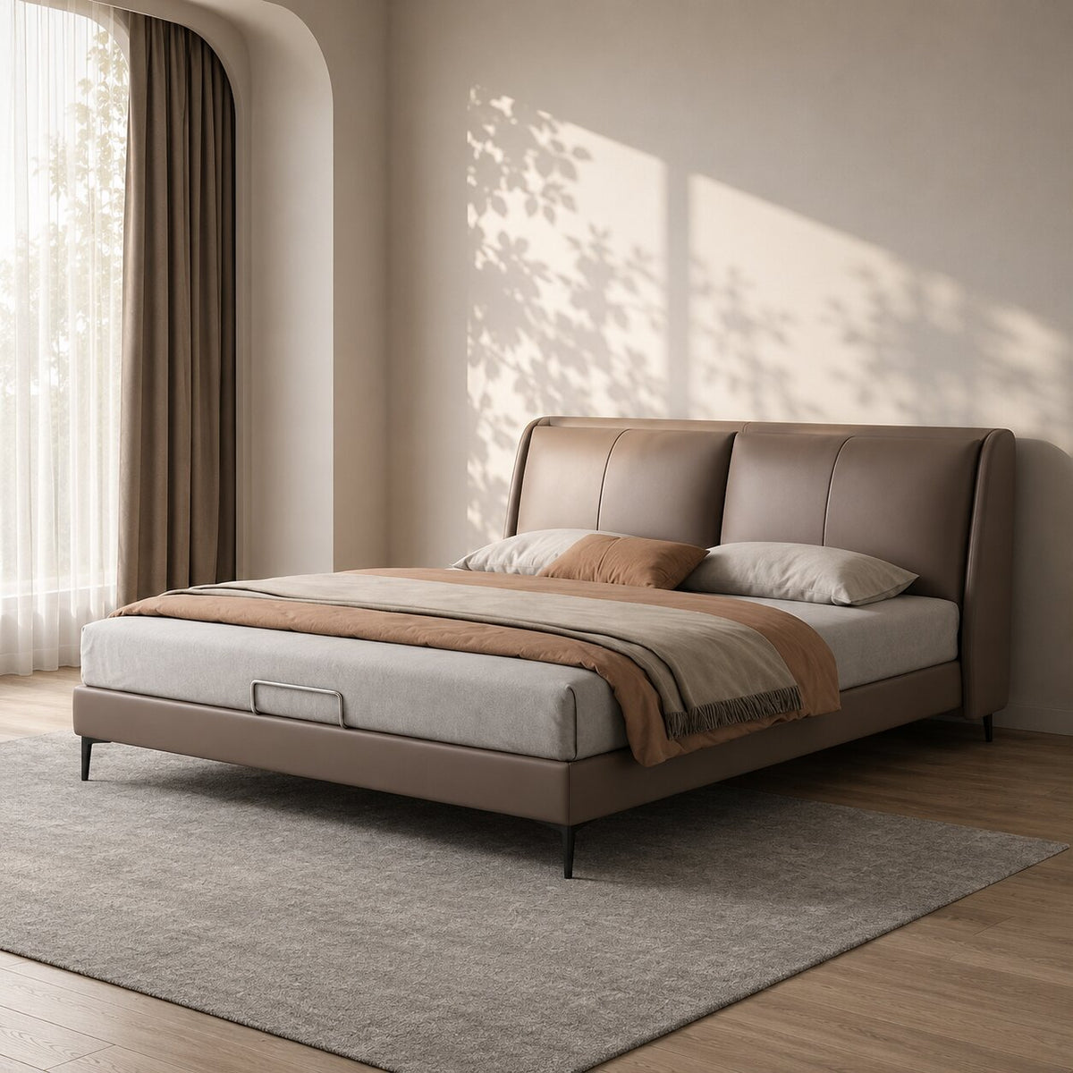 Milano Contemporary Italian Leather Upholstered Bed