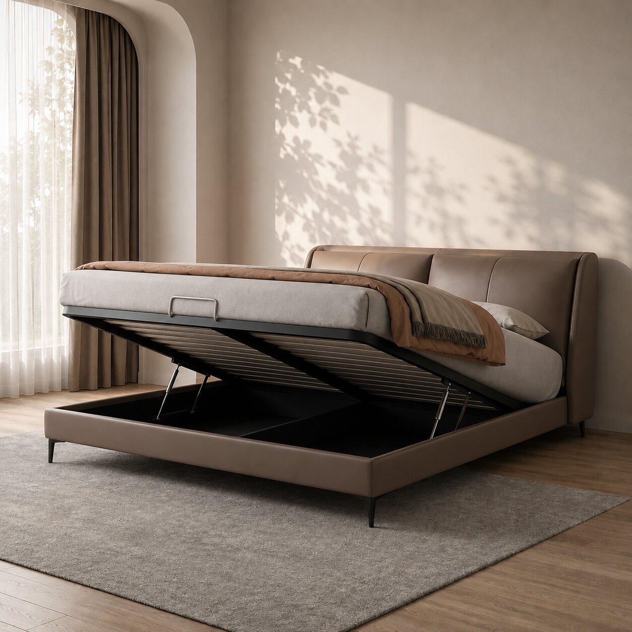 Milano Contemporary Italian Leather Upholstered Bed