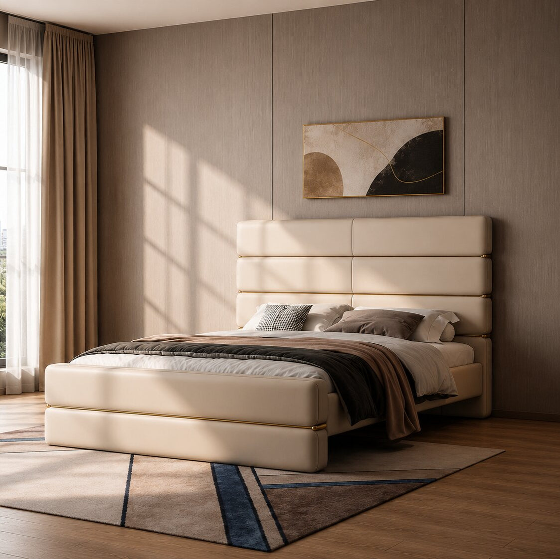 Milo Luxury Upholstered Bed In Leatherette