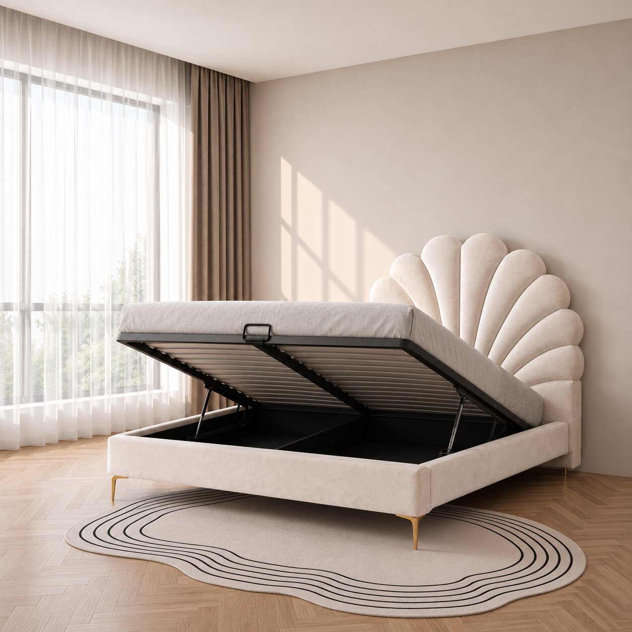 Monarch Dreams Sleek Upholstered Bed In Velvet