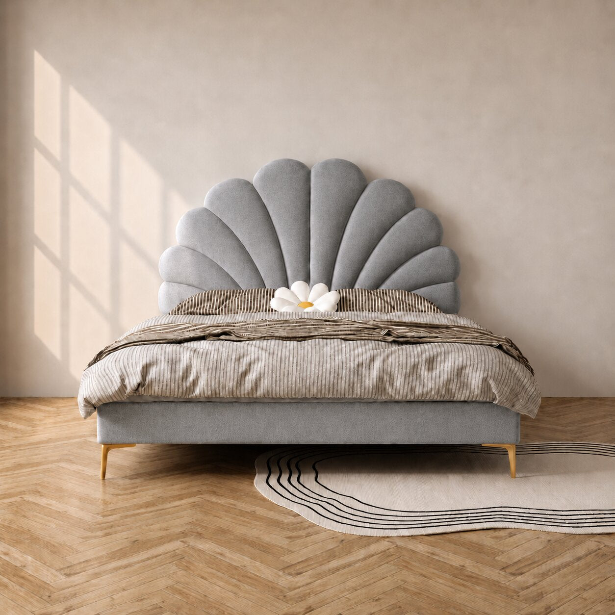 Monarch Dreams Sleek Upholstered Bed In Velvet