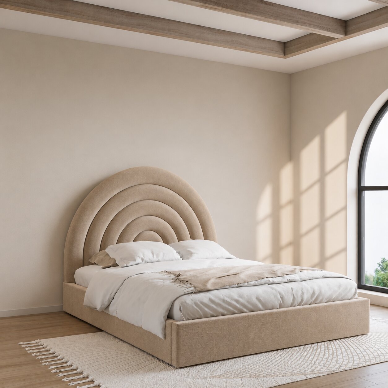 Moonbow Curve Kids Upholstered Bed With Hydraulic Storage