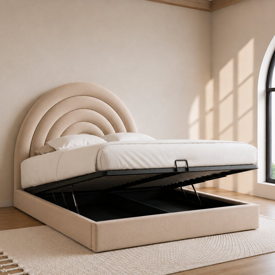 Moonbow Curve Kids Upholstered Bed With Hydraulic Storage