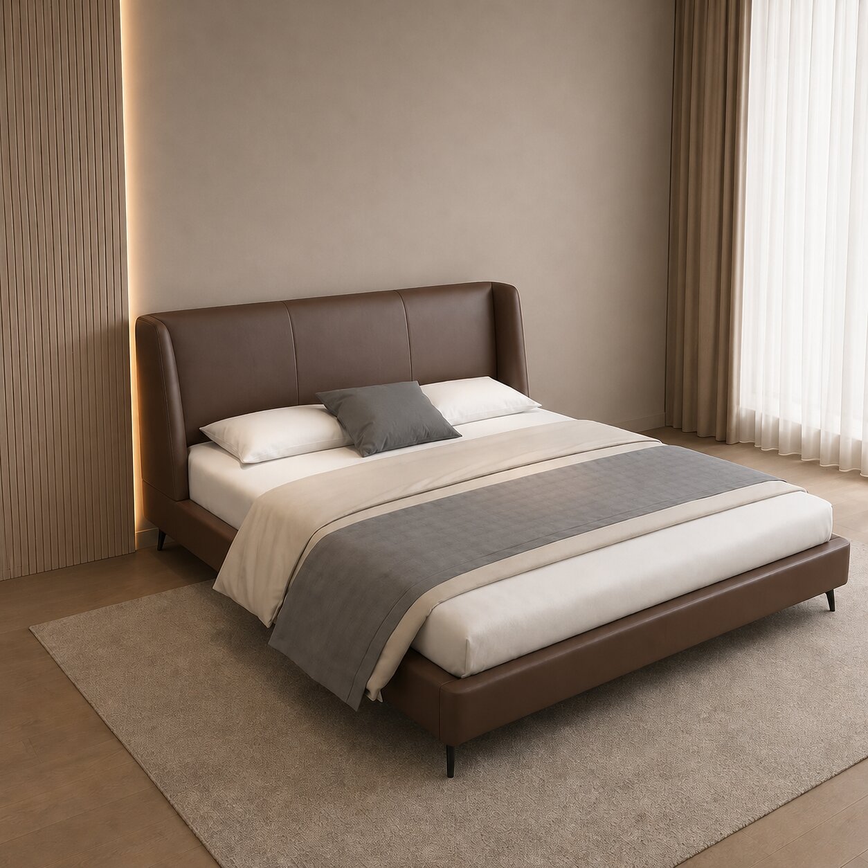 Morano Edge Premium Upholstered Bed In Leatherette