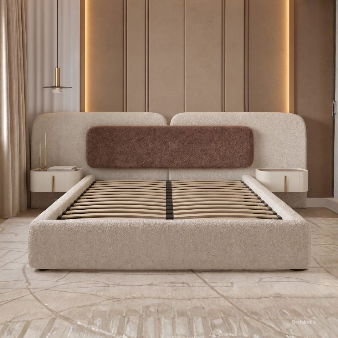 Nivora Upholstered Big Panel Bed with Dual Tone Without Tables