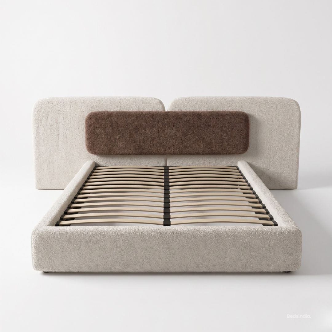 Nivora Upholstered Big Panel Bed with Dual Tone Without Tables