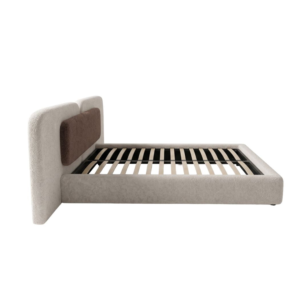 Nivora Upholstered Big Panel Bed with Dual Tone Without Tables