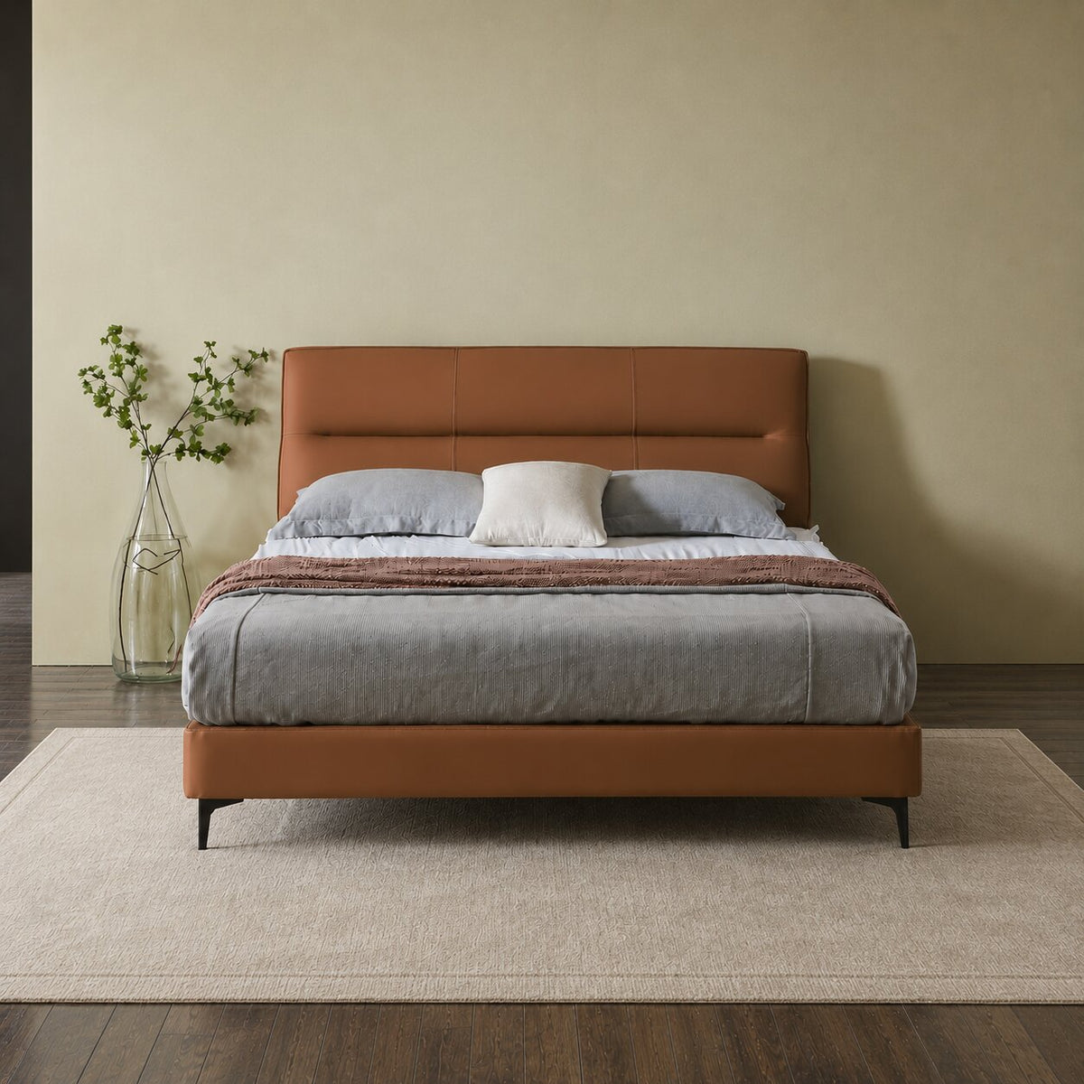 NovaLine Upholstered Sleek Bed In Leatherette With No Storage