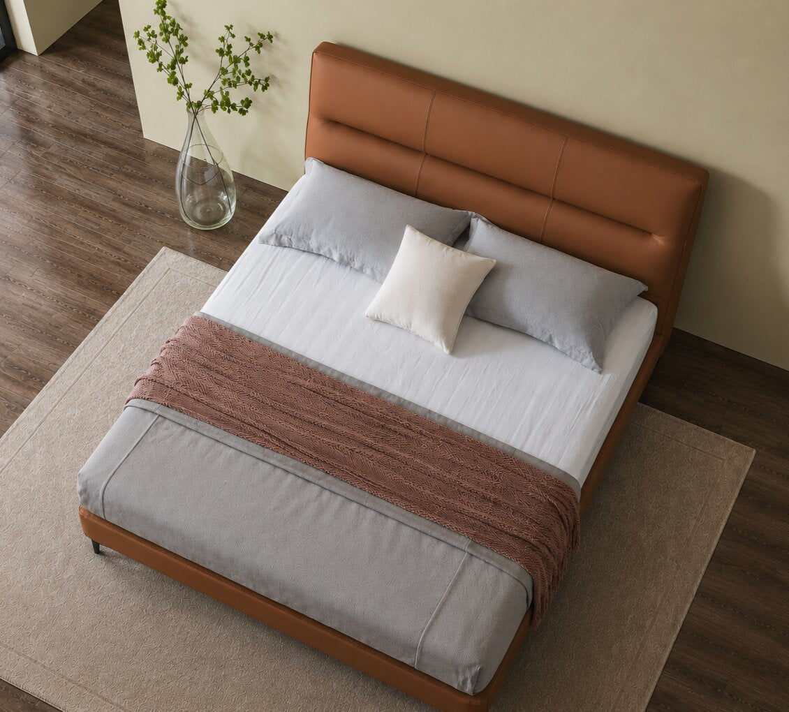 NovaLine Upholstered Sleek Bed In Leatherette With No Storage
