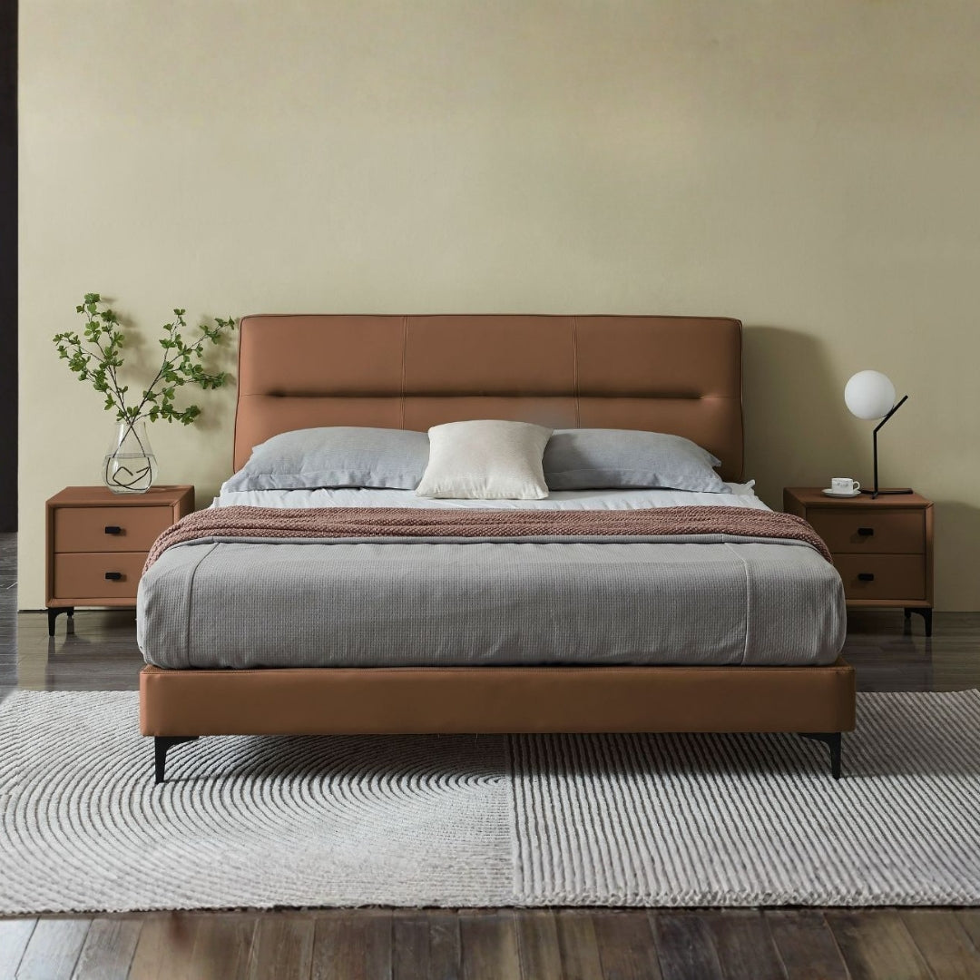 NovaLine Upholstered Sleek Bed In Leatherette With No Storage