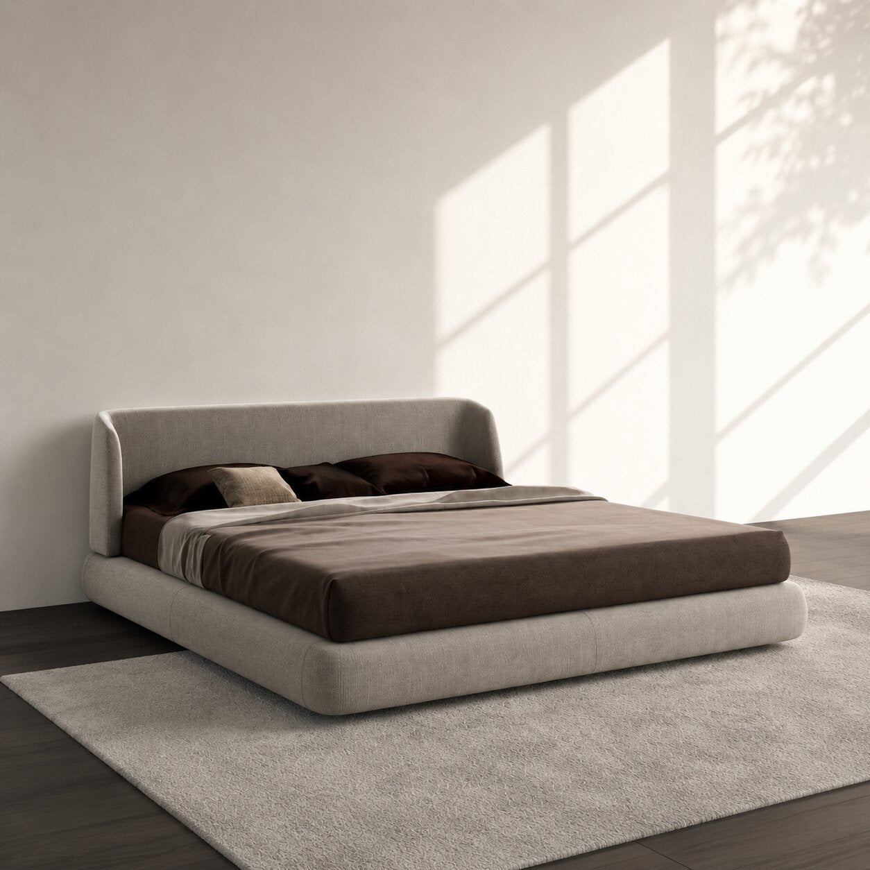 Orren Curve Edge Upholstered Bed In Fabric