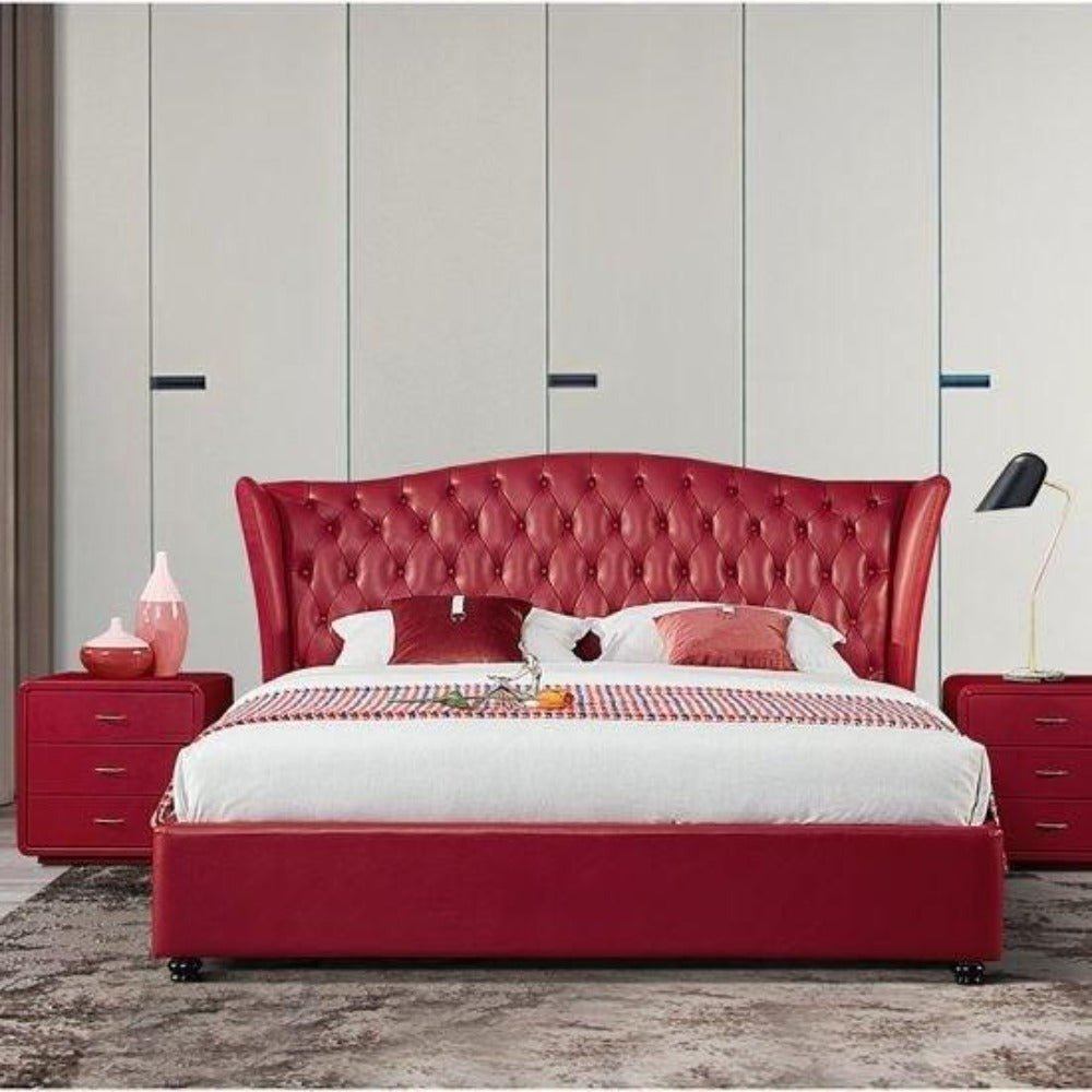 Nexo upholstered Bed With Side Table In Leatherette