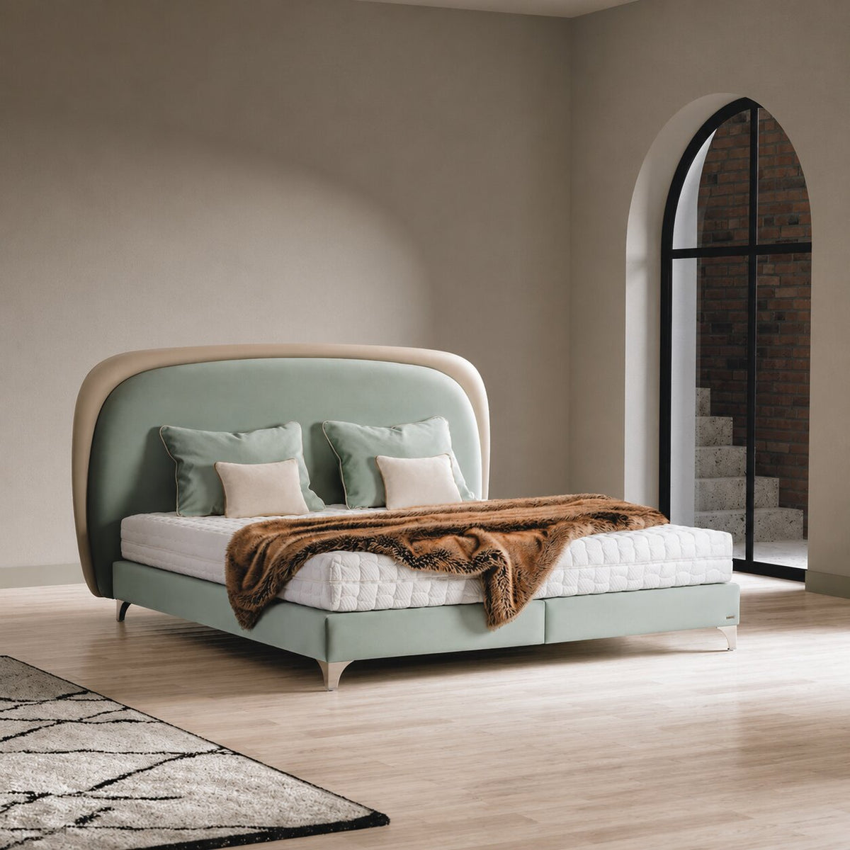 Royce Mint Upholstered Bed In Leatherette