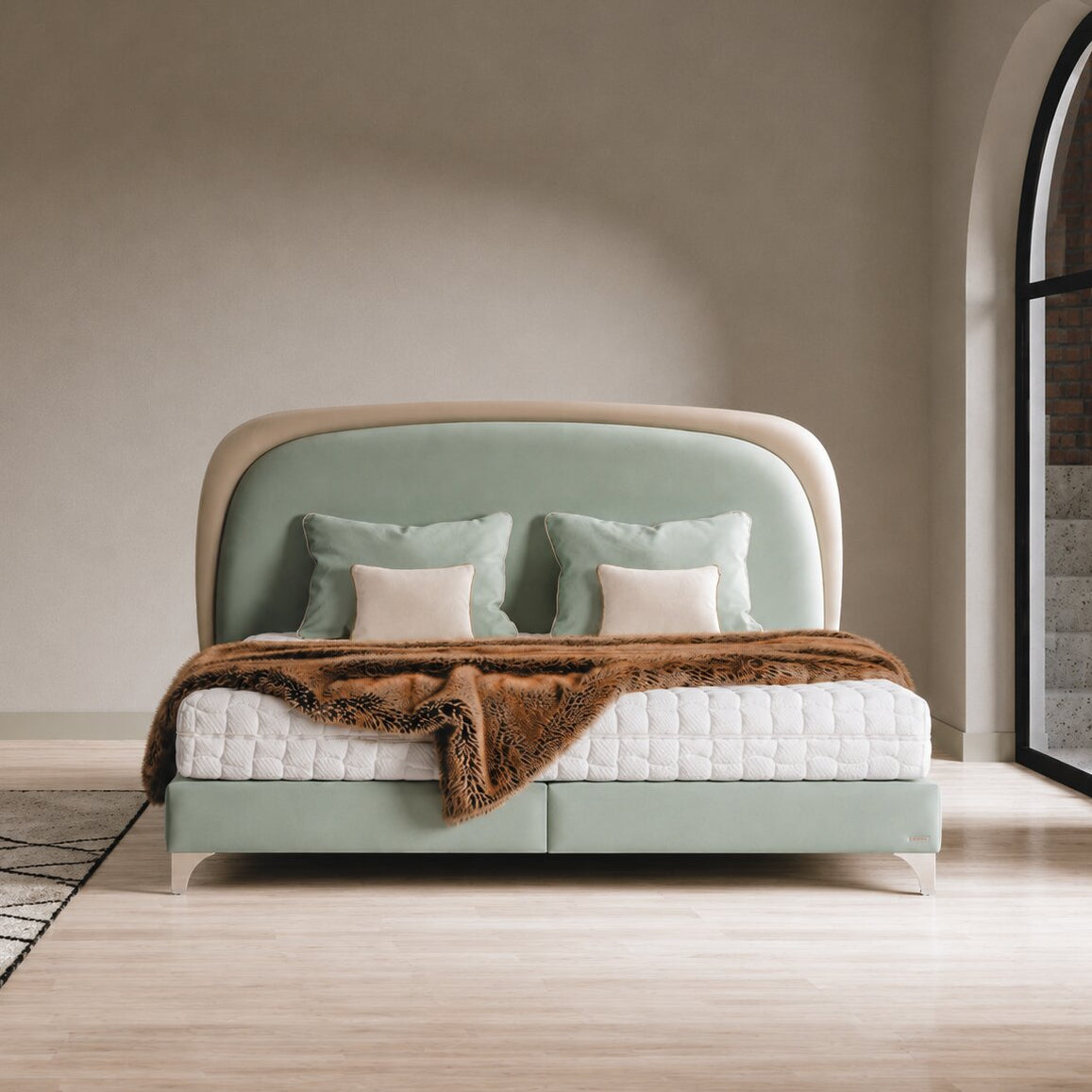 Royce Mint Upholstered Bed In Leatherette
