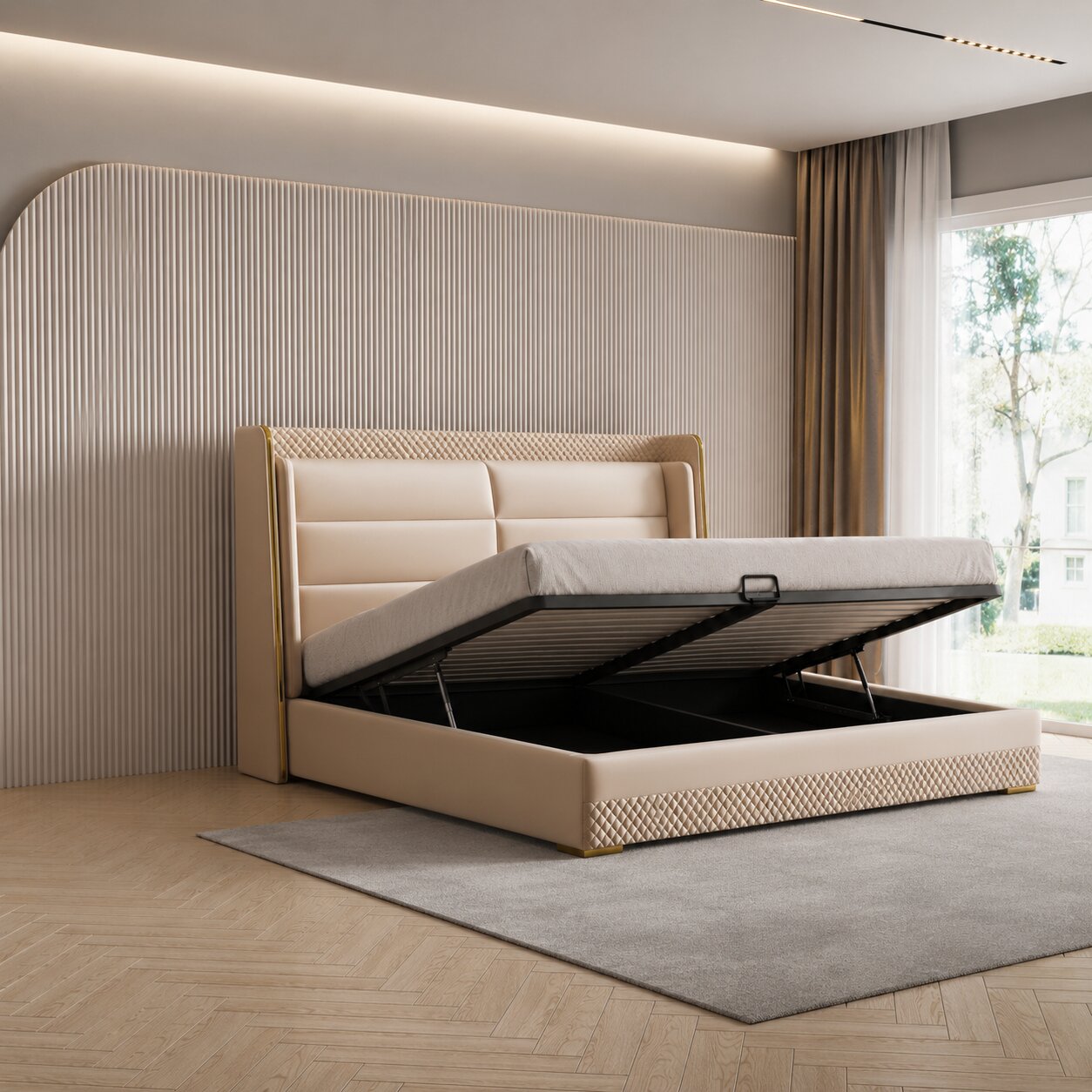 Sapphire Royale Artform Upholstered Bed In Leatherette