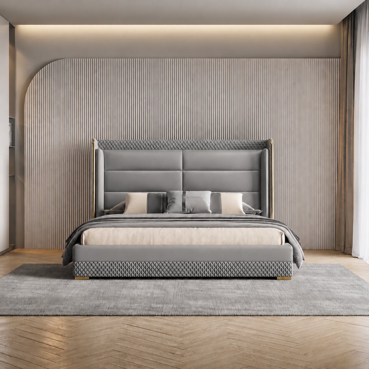 Sapphire Royale Artform Upholstered Bed In Leatherette