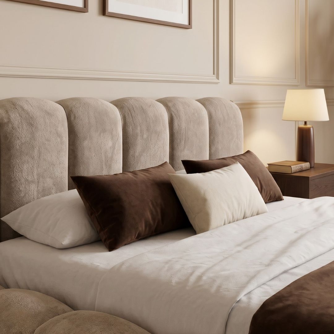 Snuggle Foam Premium Upholstered Bed In Boucle Fabric