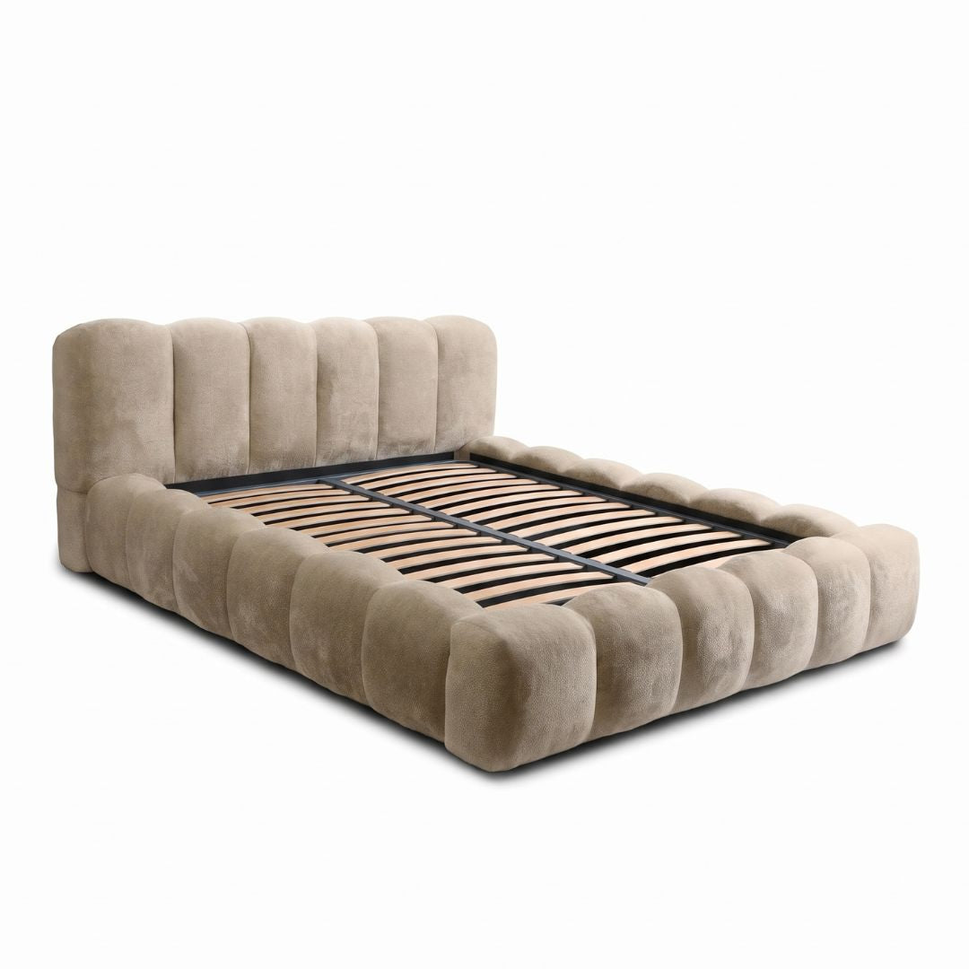 Snuggle Foam Premium Upholstered Bed In Boucle Fabric