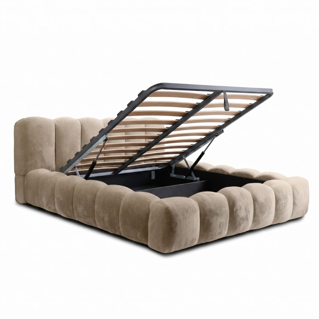 Snuggle Foam Premium Upholstered Bed In Boucle Fabric