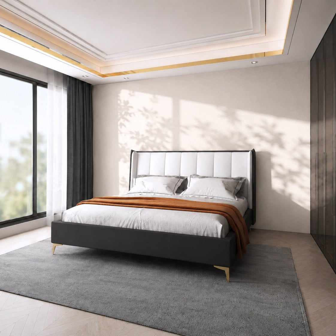 Sterling Grande Upholstered Luxury Bed In Leatherette