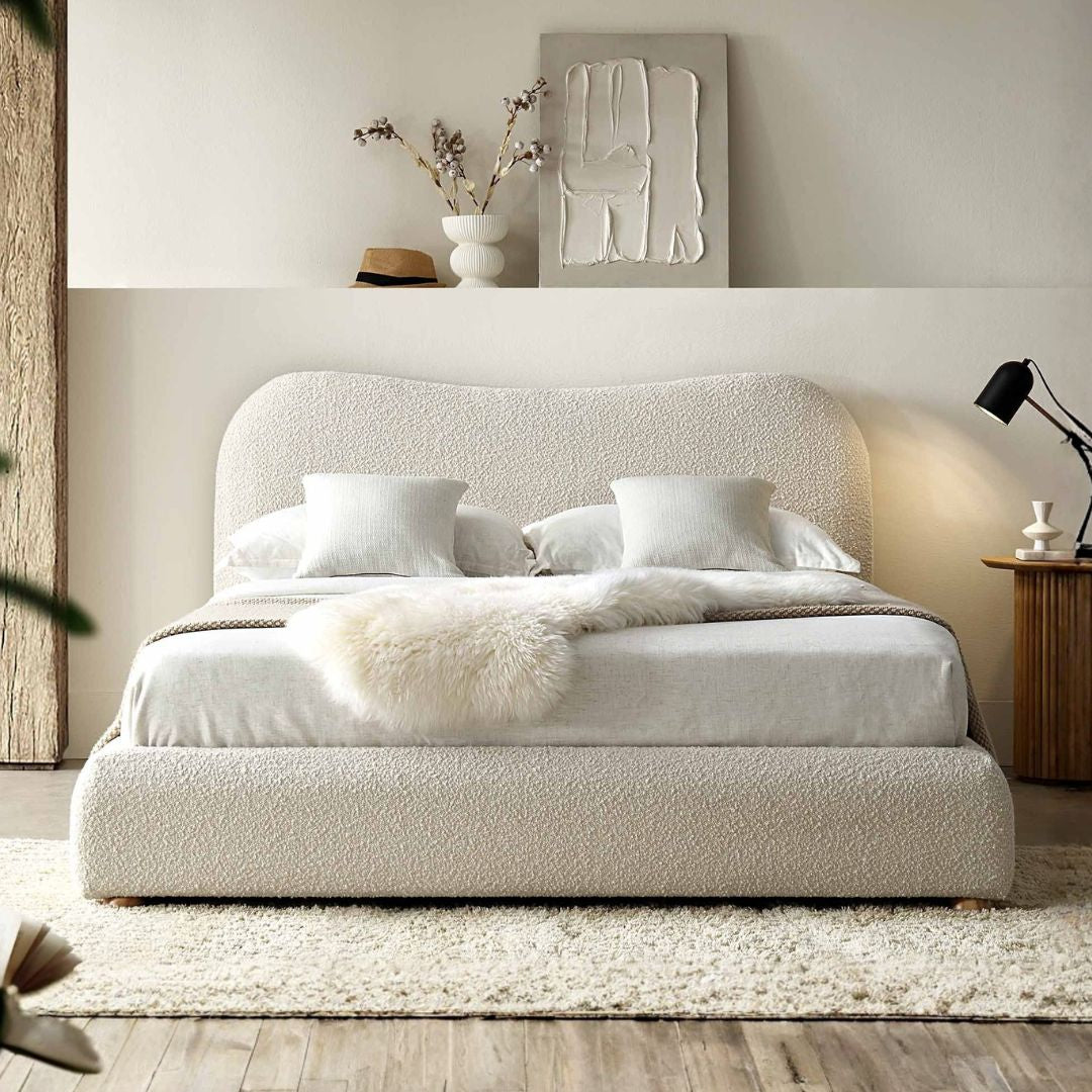 Tecco Premium Upholstered Bed In Boucle Towel Cloth