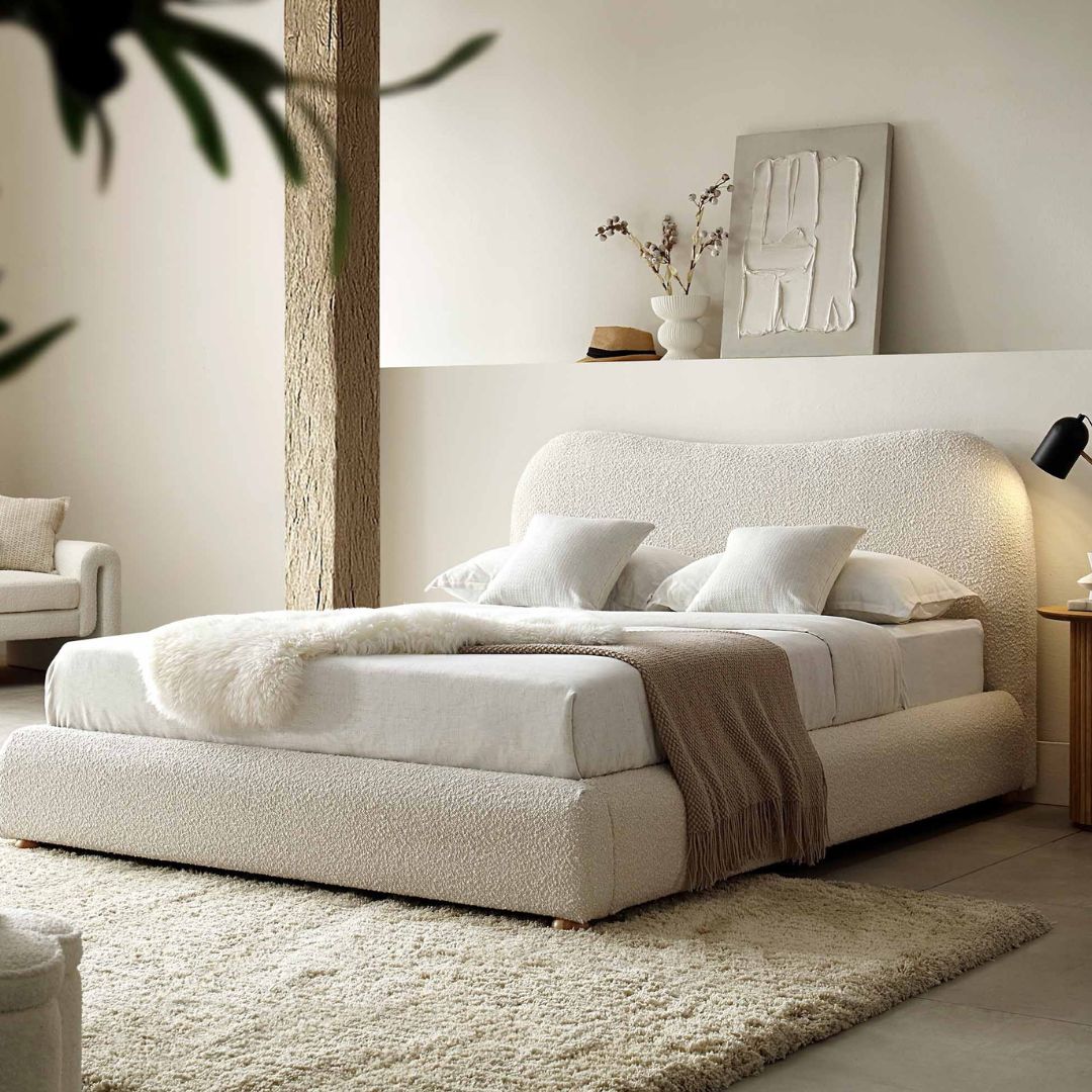 Tecco Premium Upholstered Bed In Boucle Towel Cloth