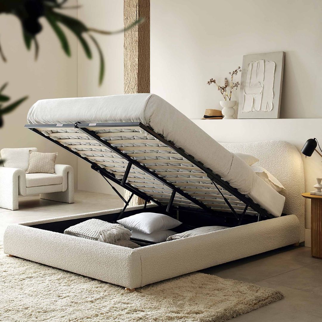 Tecco Premium Upholstered Bed In Boucle Towel Cloth