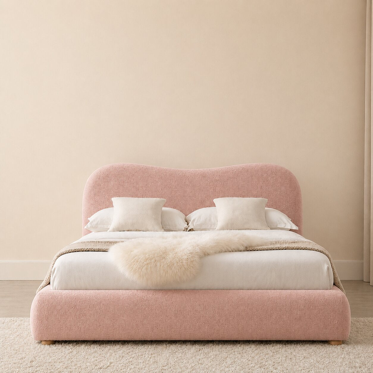 Tecco Upholstered Bed In Bouclé Towel Cloth