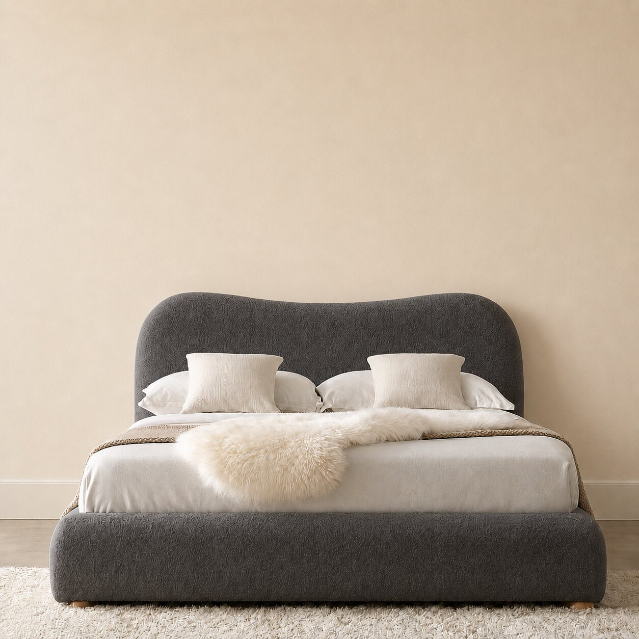 Tecco Upholstered Bed In Bouclé Towel Cloth
