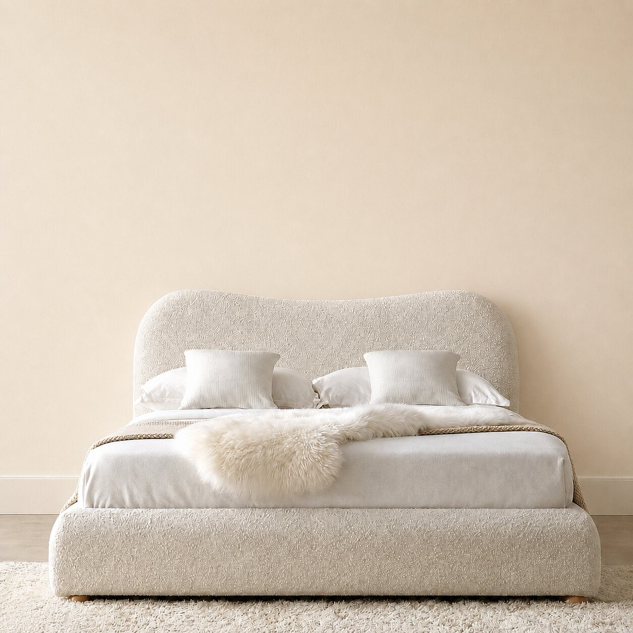 Tecco Upholstered Bed In Bouclé Towel Cloth