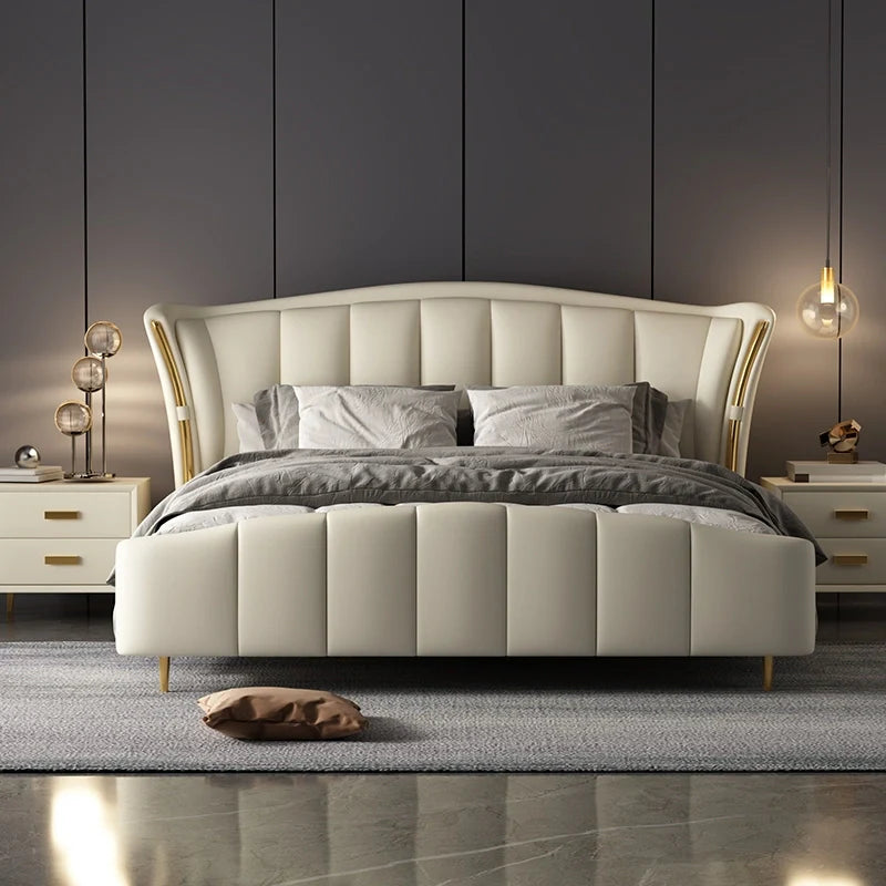 A bed with mattress white colour