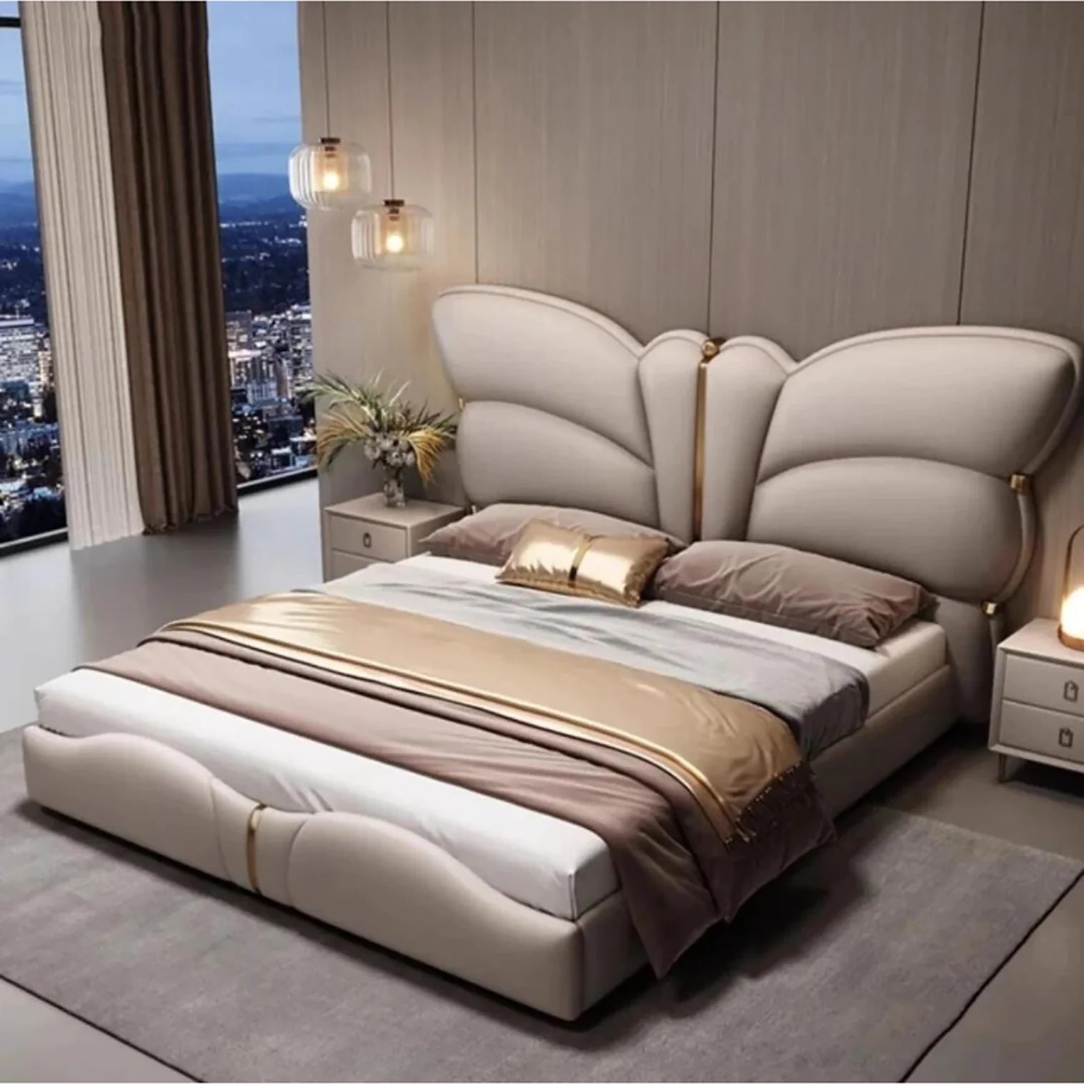 Butterfly Premium Upholstered Bed