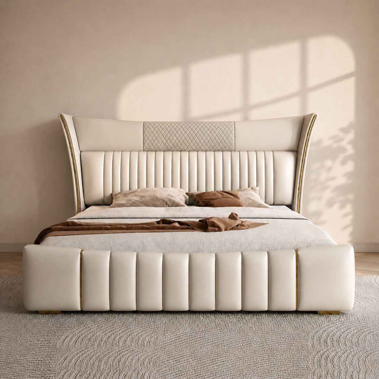 Valentino Crest Luxe Upholstered Bed In Leatherette