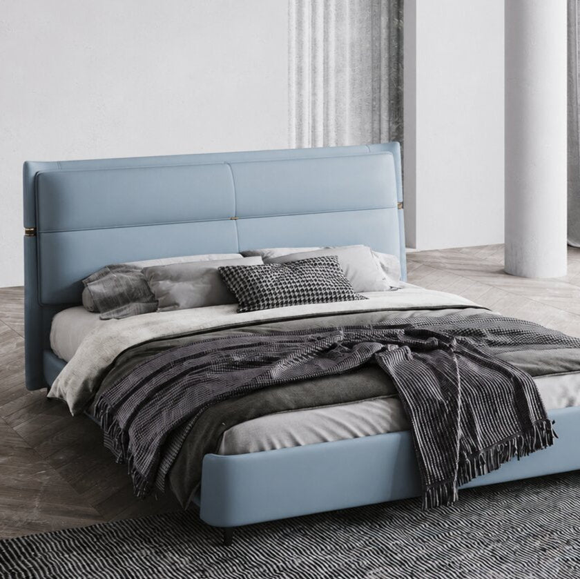 Versace Sky Blue Upholstered Bed In Leatherette