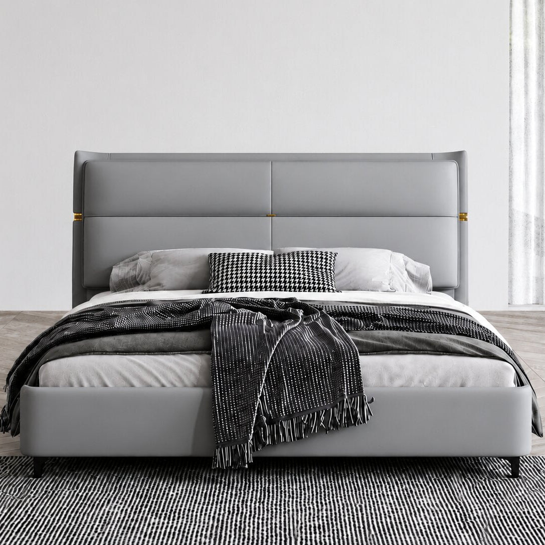 Versace Sky Blue Upholstered Bed In Leatherette