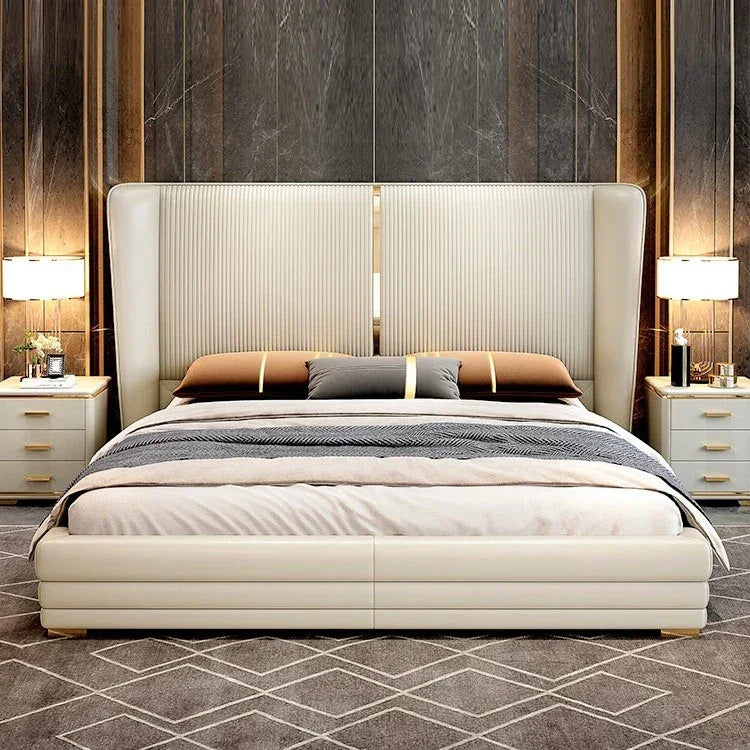A bed with mattress white colour