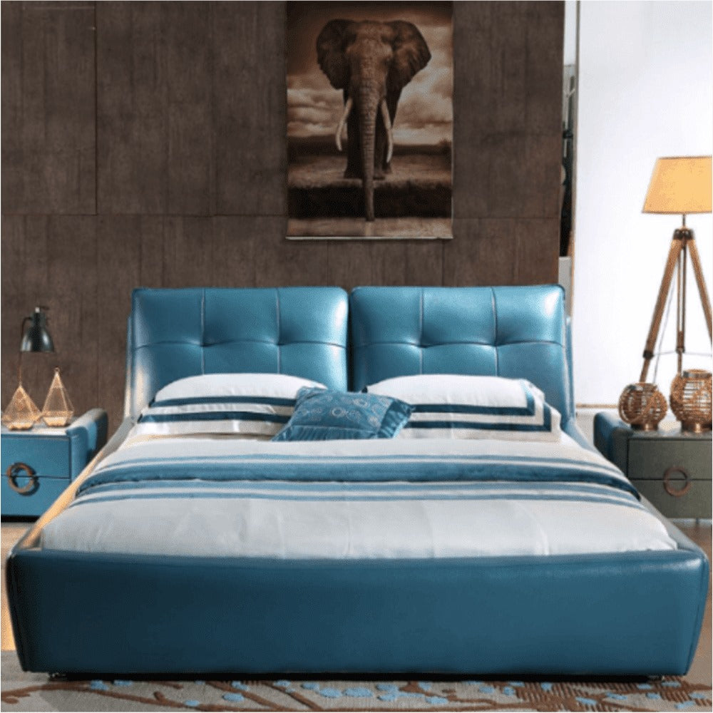 Southe Storage Bed in Blue Leatherette