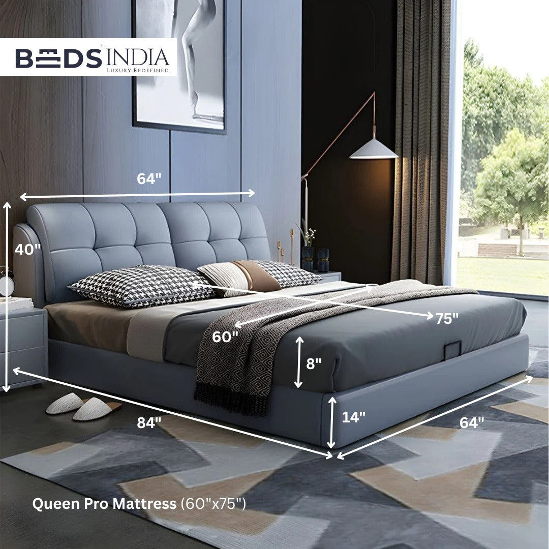 Elysian Curve Upholstered Bed Queen Pro Mattress 60"X75"