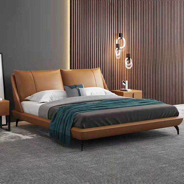 Aurum Italian Leather Bed - Custom Mattress 76" x 80" x 8" (Ocean Bamboo)