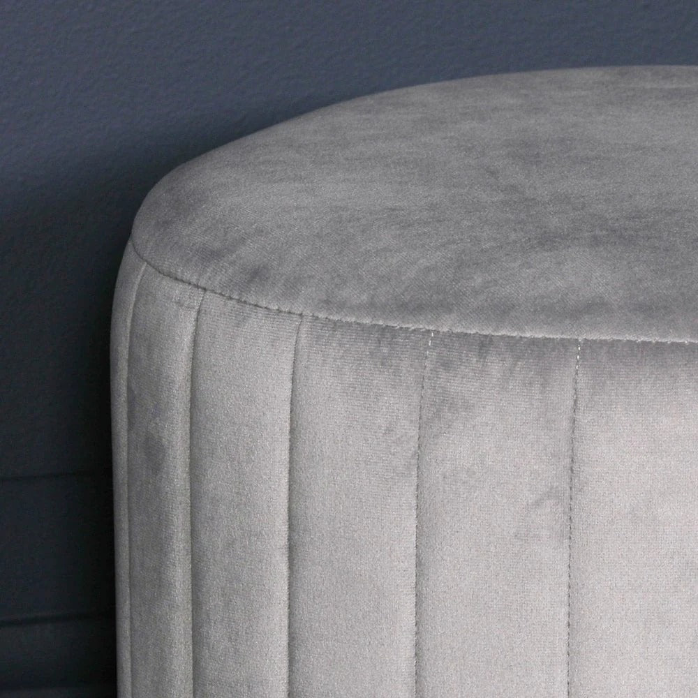 Dove Luxe Round Velvet Pouffe