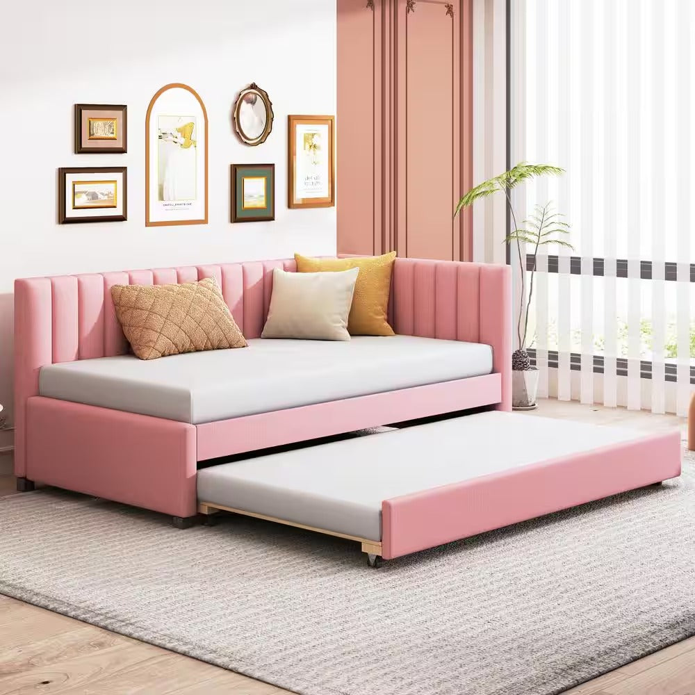 Rose Luxe Velvet Daybed with Pull Out Trundle
