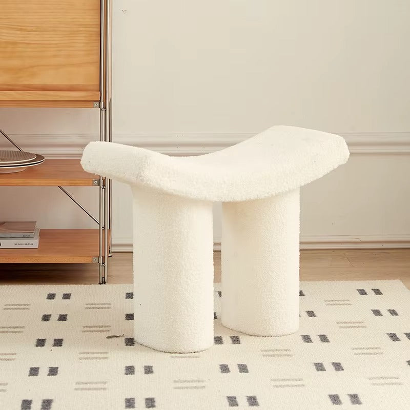 Sora Curve Bouclé Upholstered Stool