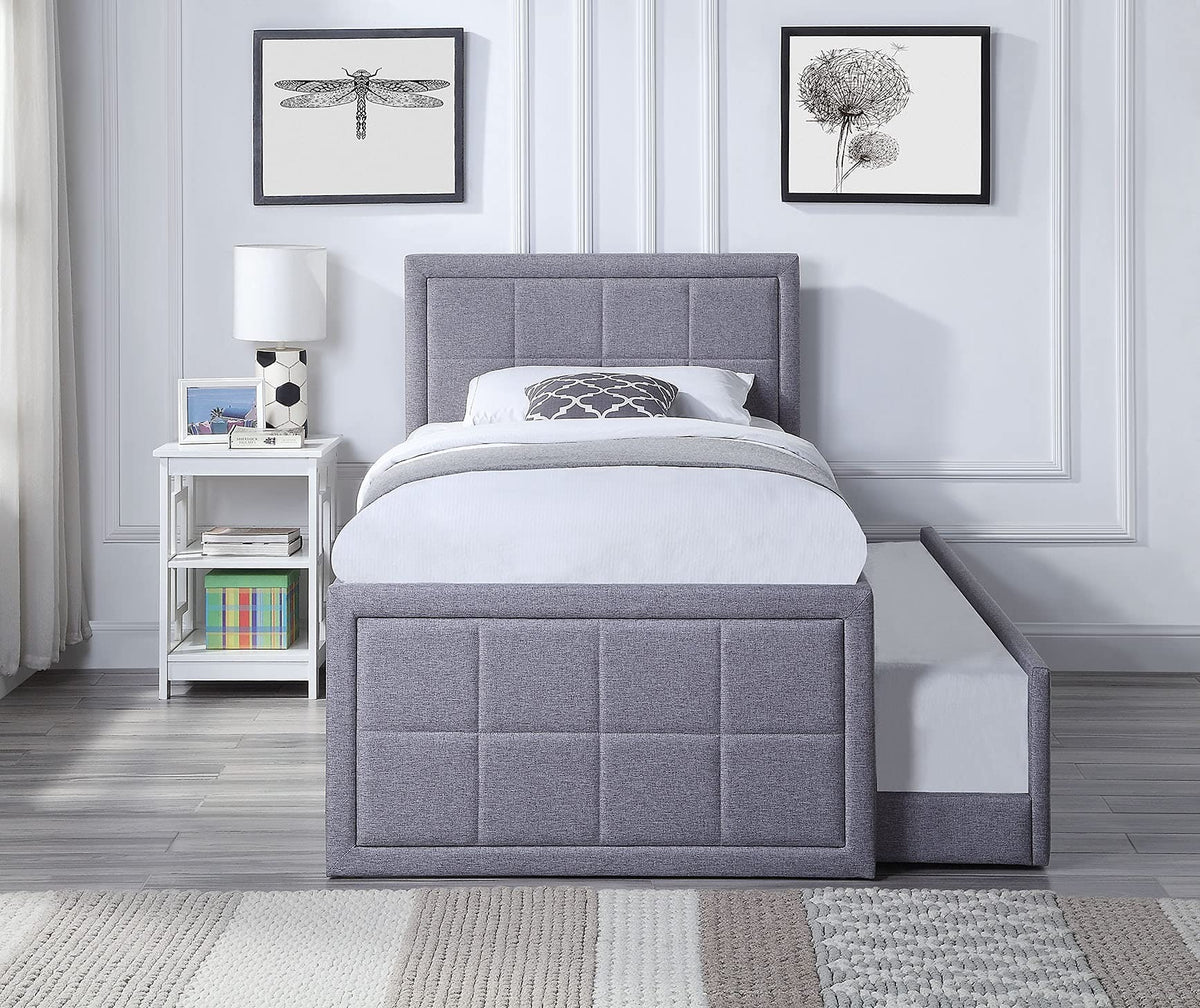 Urban Grid Upholstered Bed with Pull Out Trundle