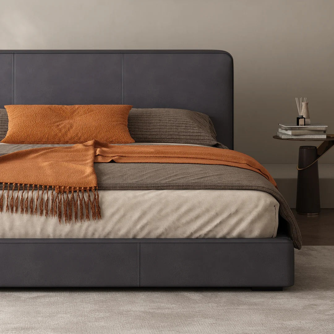 Lorenzo Minimalist Italian Leather Platform Bed