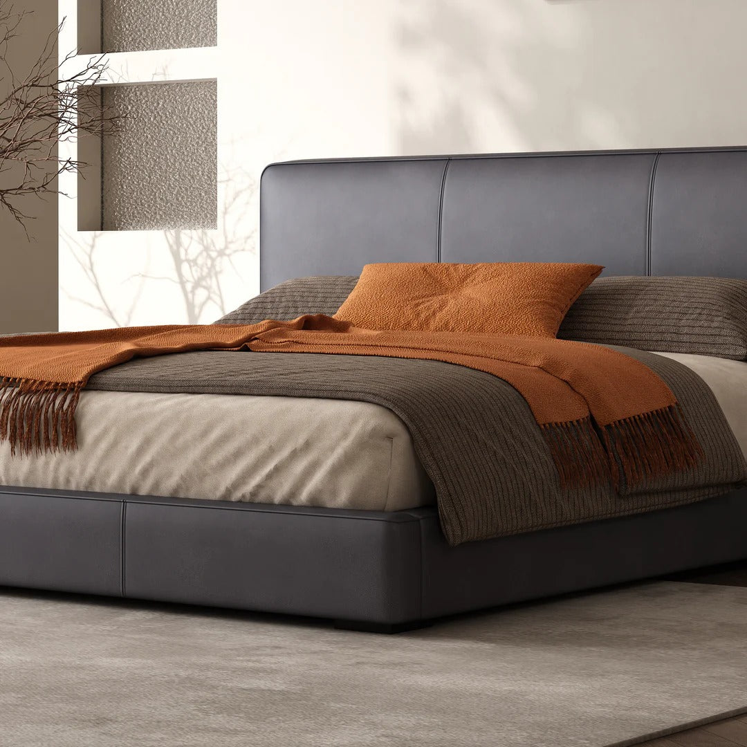 Lorenzo Minimalist Italian Leather Platform Bed