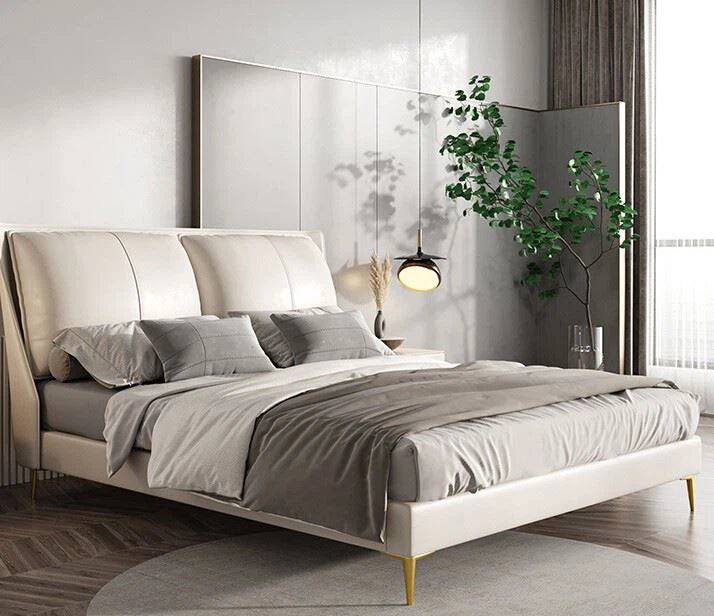 Avenzo Elite Ivory Leatherette Bed