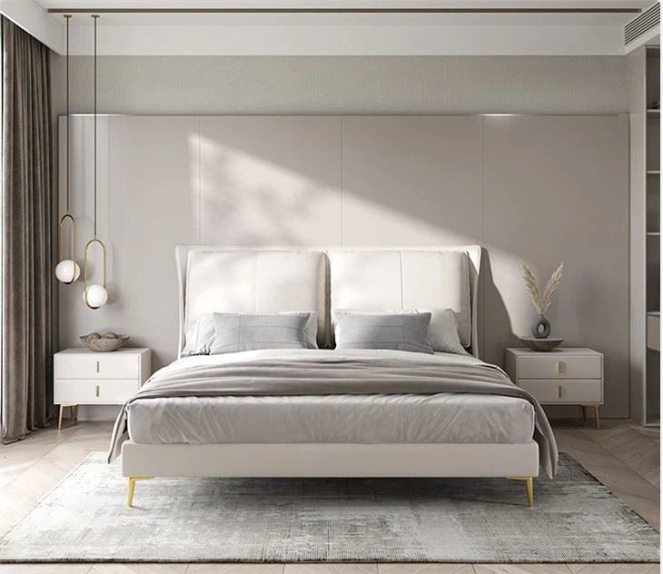 Avenzo Elite Ivory Leatherette Bed