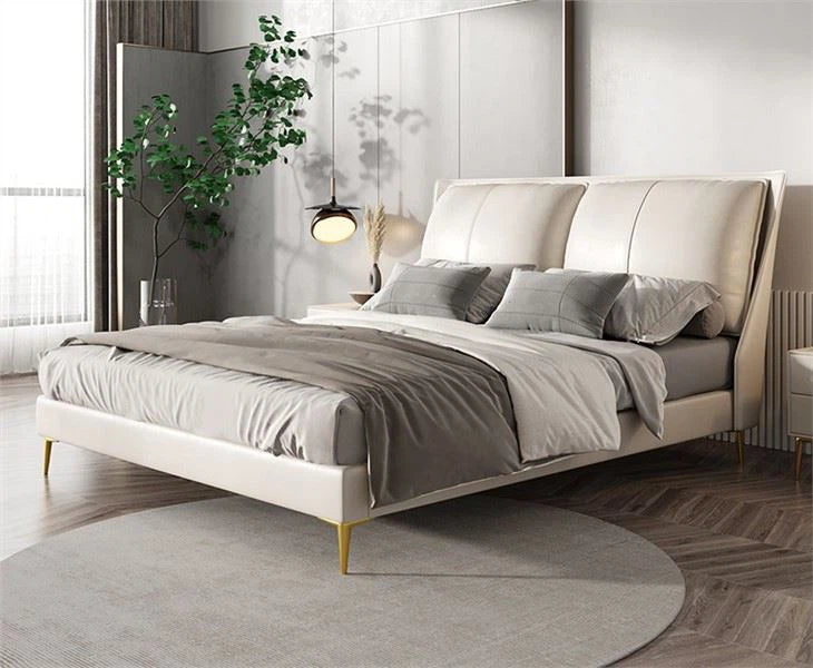 Avenzo Elite Ivory Leatherette Bed