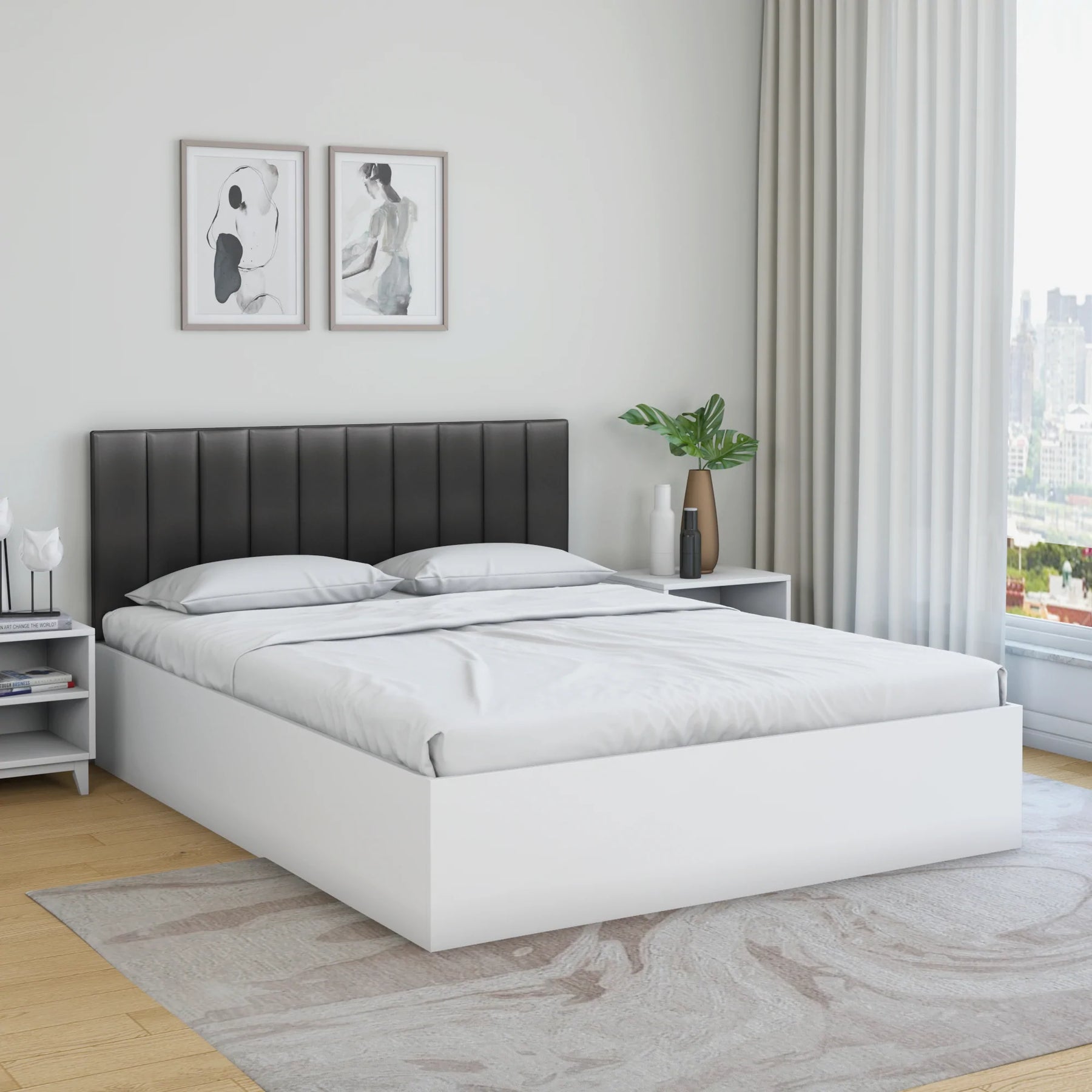 Moxie Upholstered Bed with Storage In PU Polish