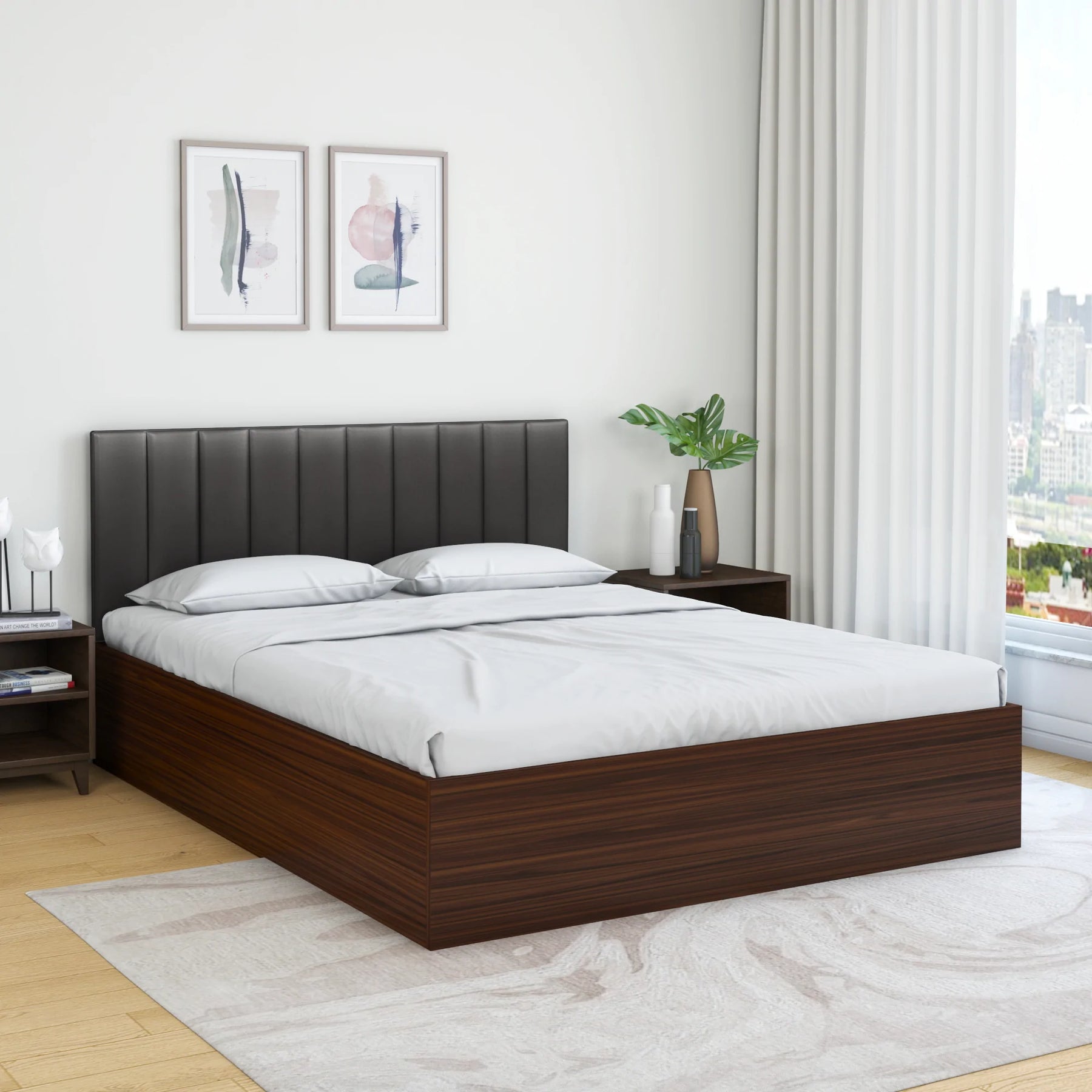 Moxie Upholstered Bed with Storage In PU Polish